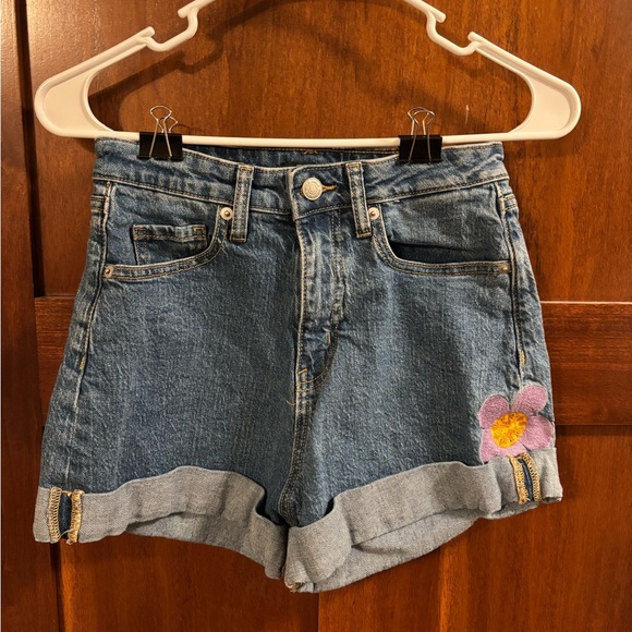 Wild Fable Blue Jean Shorts with Floral Patch - Picture 1 of 3